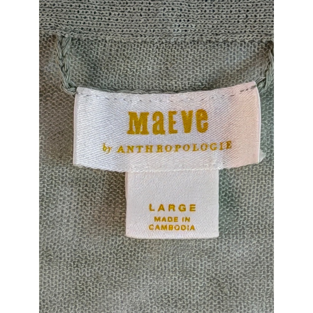 Maeve Anthropologie Sage Green‎ Linen Blend V-Neck Sweater Large OB1748289 - Picture 2 of 5